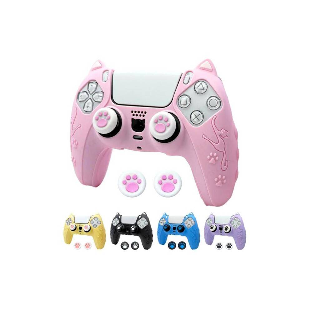 (Matches the image) Silicone Protective Cover for PS5 Controller with Thumb Grip Caps – Anti-Slip, Sweatproof Grip Handle Cover Accessories Kit