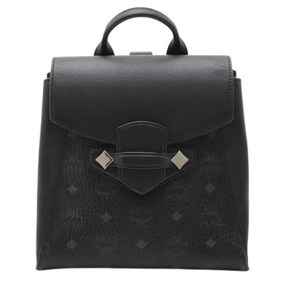 MCM Pre-owned Pre-owned Visetos Coated Canvas Rygsæk - Vintage - Herre - Sort - ONE SIZE - Uld