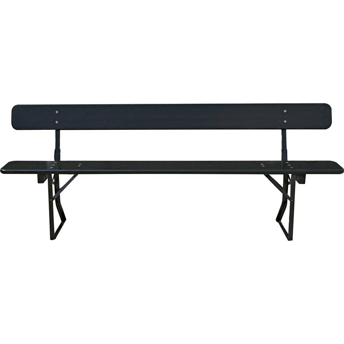 Brau Bænk 220x27 cm- sort med ryglæn.