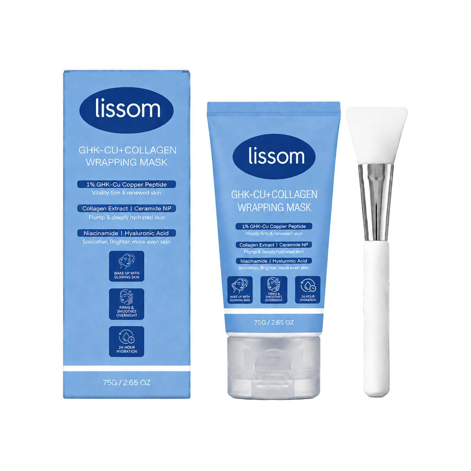 Lissom GHK-CU+Collagen Wrapping Mask with Tripeptide-1, Niacinamide, Hyaluronic Acid, 75g
