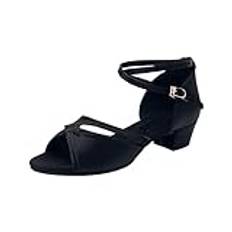 Sjal dödskalle damer strass ballsal latin tango dansskor klackskor balsal skor dansskor glitter sneakers damer, svart, 31 EU