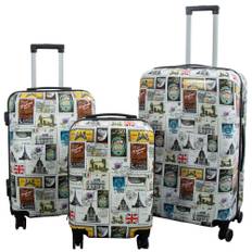 Resväskset - 3 st. - Hardcase lättvikts resväska med 4 hjul - Resväska med motiv - Reseklistermärken - Multi/Licens / Motiv/Flerfärgad