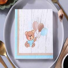 20 st/påse söt blå björn ballongtryck engångsservetter papper cocktail middag födelsedag babyshower dekoration (En-Storlek)