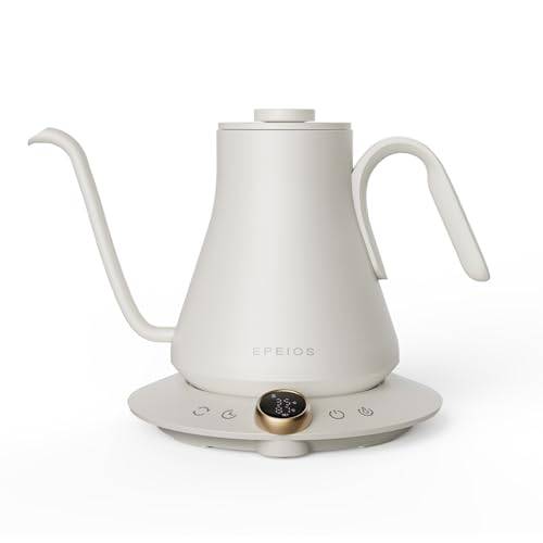 Epeios Drip Kettle, 900ml, 1200W, Coffee Pot, 1°C Increments, Stepless Temperature Setting, 5-Minute Drip Timer, Keep Warm Function, °C/°F Switching,