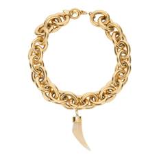 Roberto Cavalli, Tilbehør, Dame, Gul, ONE SIZE, Uld, Tand Charme Halskæde Guld Finish Vedhæng