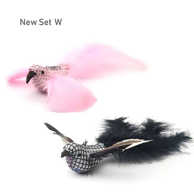 Feather Bird Cat Teaser Toy Set (2 Pack) - New Set W