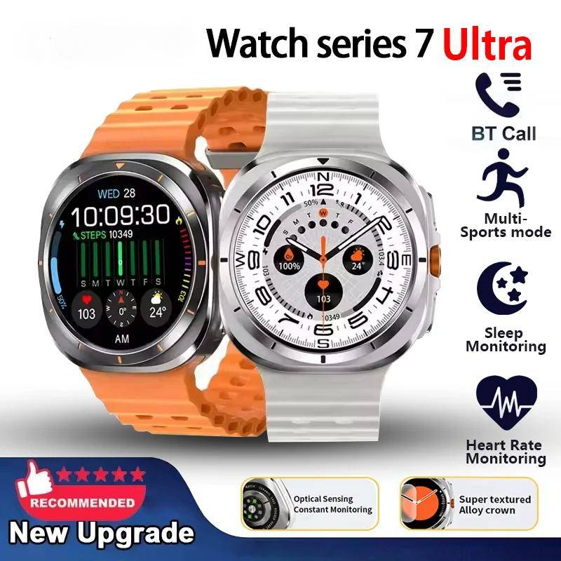 Klocka 7 Ultra Bluetooth-samtal Röstassistent Pulsmätare 1,52 tums AMOLED-skärm Man Kvinna Smartklocka Gåva orange