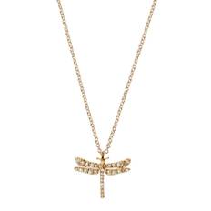 Dragonfly Gold Plated Necklace w. Diamond