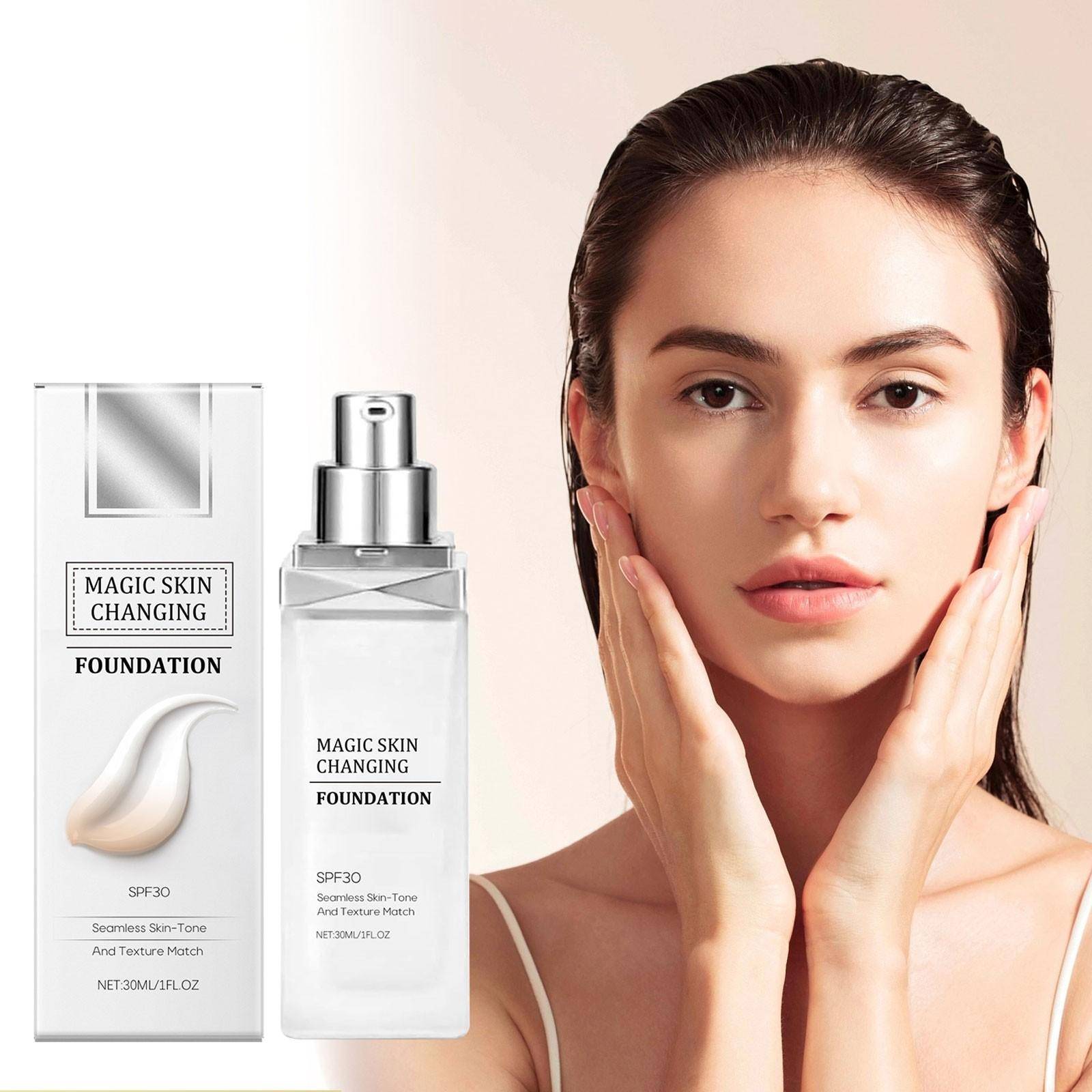 Color Changing Foundation Perfect Color Changing Foundation Makeup Bas Fuktgivande Liquid Foundation För Kvinnor Flickor Ej fet Ej märken 30ml vit