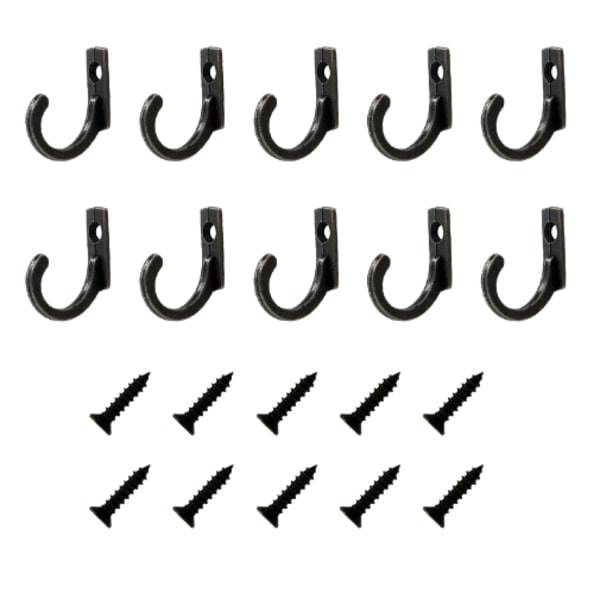 Väggkrokar med Skruvar, 10-pack Black