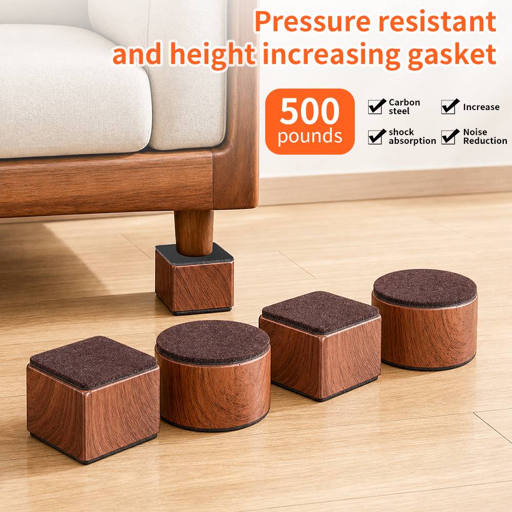 4PCS Metal Furniture Feet Leg Bed Risers Heightening Pads Square Round Table Chair Desk Sofa Riser Floor Protector Elevator