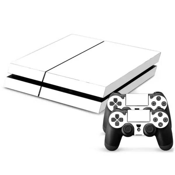 PS4 skin til konsol og to controllere. Hvid.