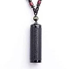 Svart A Obsidian Buddhist Scriptures Halsband Lucky Amulet Obsidian DaBeiZhou Pendel Men Fine Crystal Smycken