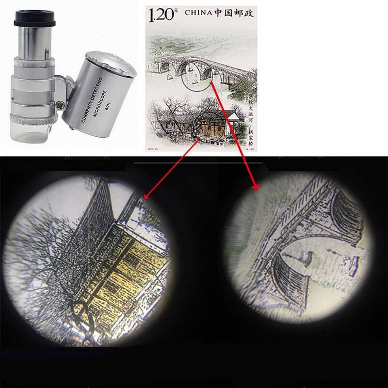 Mini 60x mikroskop förstoringsglas med 2 lysdioder och uv-ljus ficka smycken förstoringsglas juvelerare lupp zoomverktyg