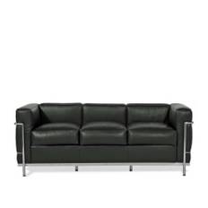 Cassina - LC2 3-Seater Sofa Chrome Frame, Feather Pad, LCX 13X414 - Sofaer - Charlotte Perriand,Le Corbusier,Pierre Jeanneret - Sort