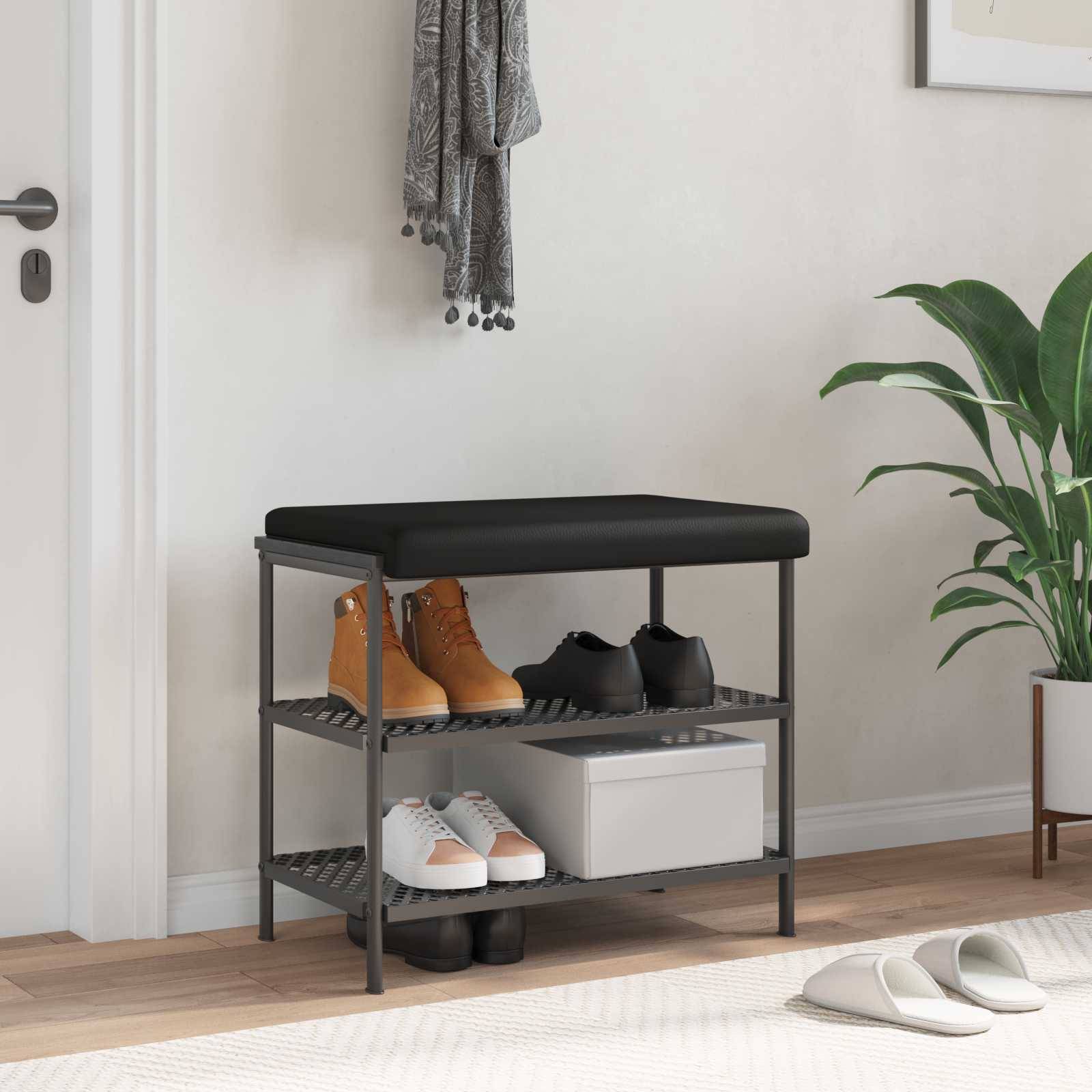 vidaXL Bänk kudde Konstläder Svart Djup 35 cm