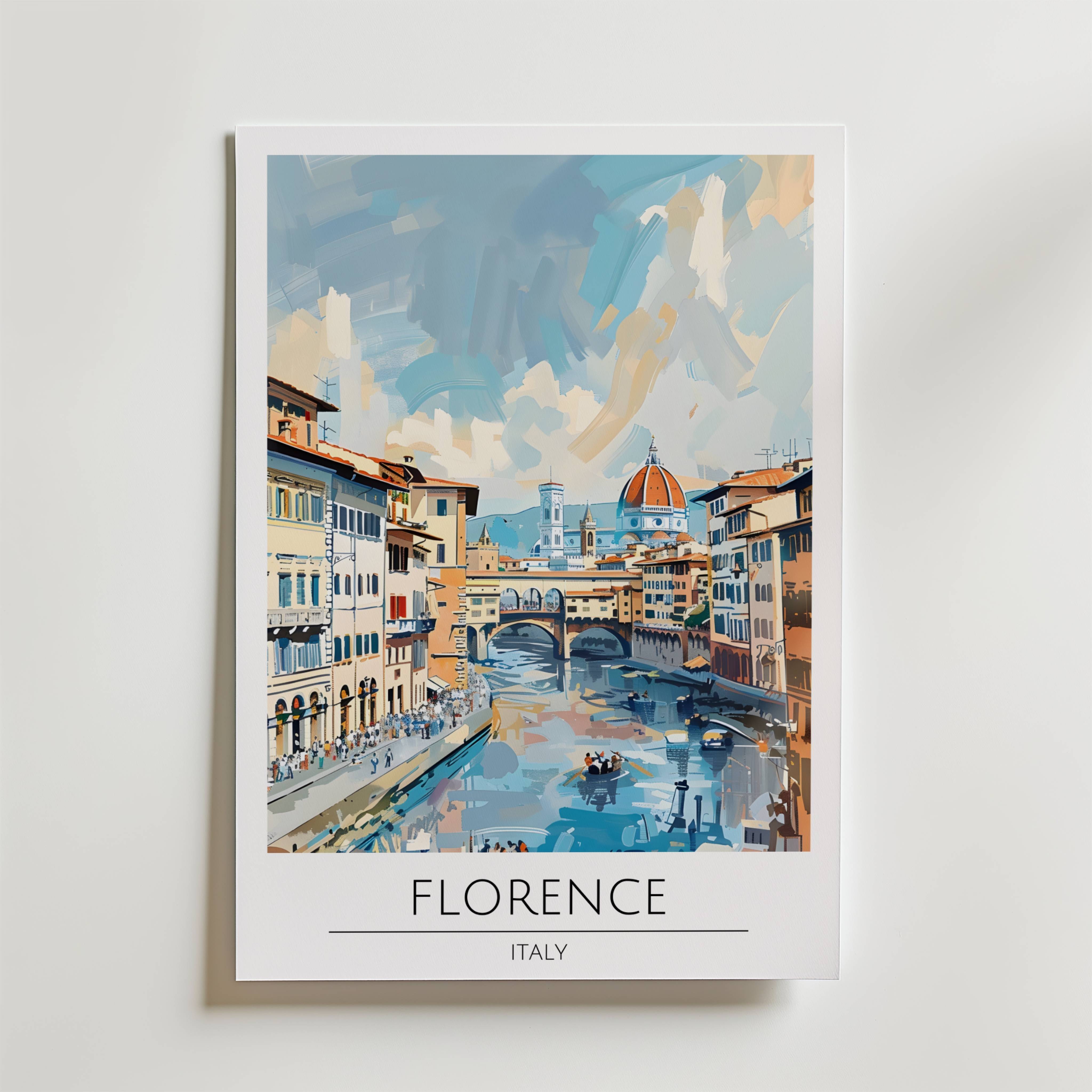 Florence Riverside Poster - Fine Art Poster 21x30 cm
