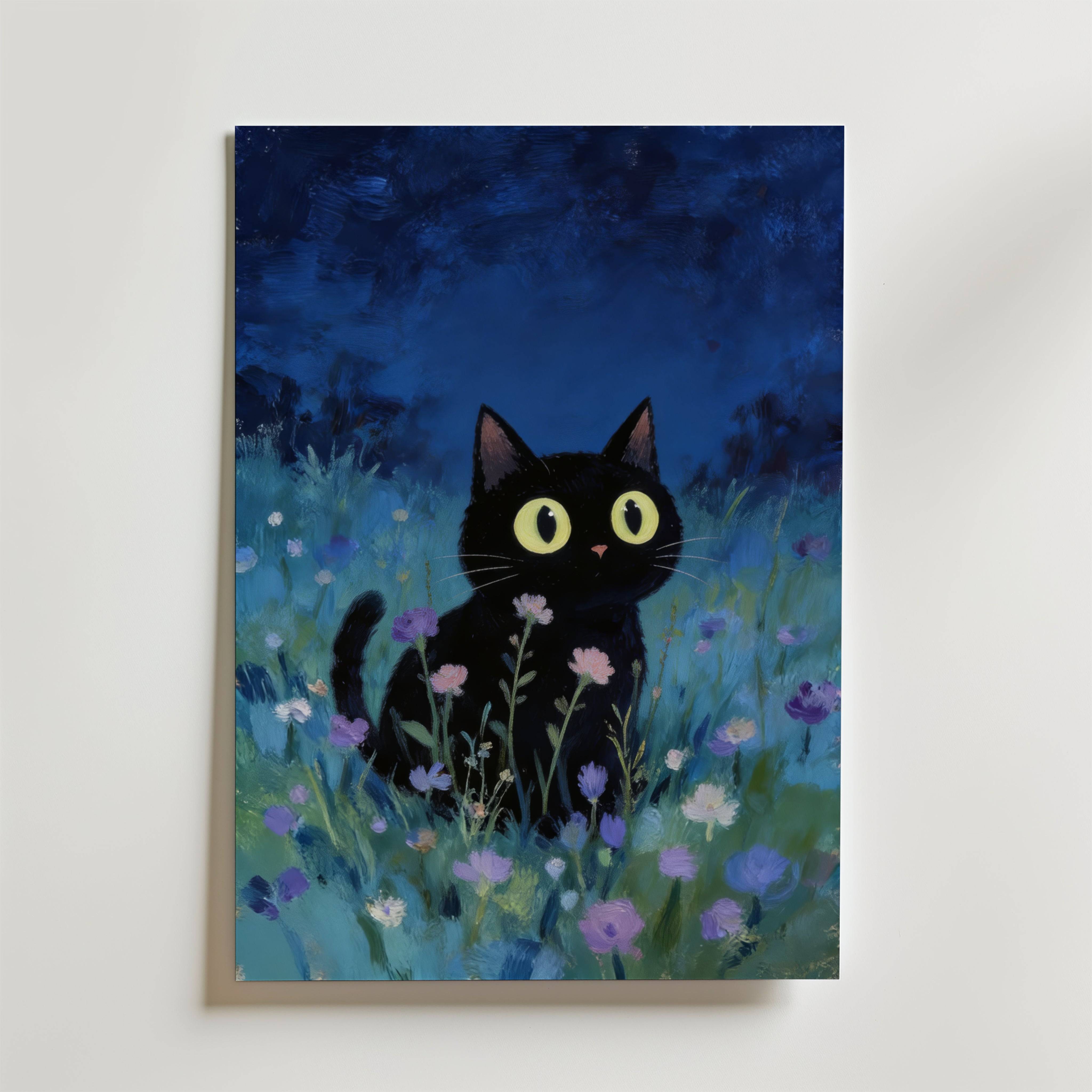 Blue Hour Cat Poster - Fine Art Poster 40x50 cm Utan passepartout