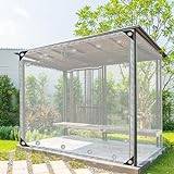 Vattentäta sidopaneler med dragkedjeförsedd dörr, klara presenningar Heavy Duty utomhusgardin uteplats Pergola sidopaneler med genomföringar, PVC presenning med dragkedja for trädgård, uteplats, veran