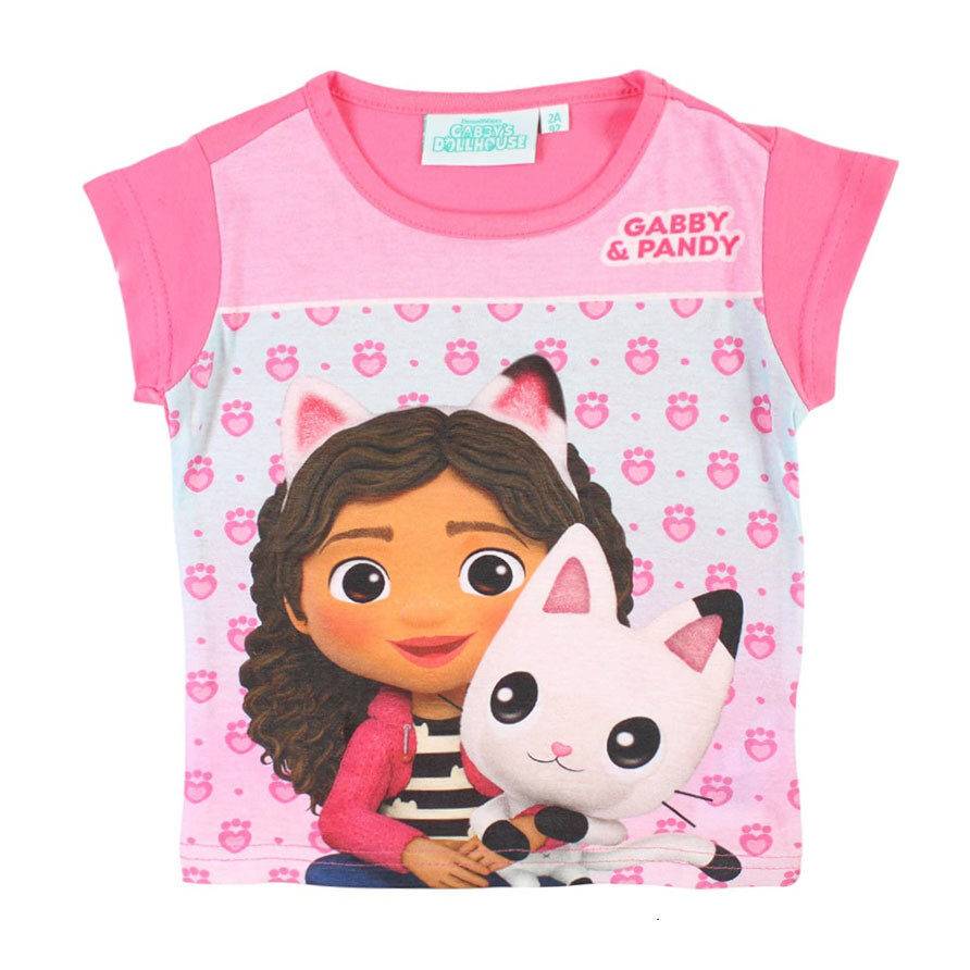 Gabbys Dockskåp Pandy Rosa barn kort t-shirt, storlek 5 år