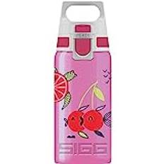 SIGG VIVA ONE Swimming Fruits Dricksflaska för barn, lämplig för kolsyrade drycker, läckagesäker, diskmaskinssäker och BPA-fri, för sport, rosa, 0,5 l