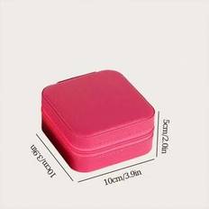 1PC Mini Jewelry Organizer Display Travel Jewelry Zipper Case Boxes Earrings Necklace Ring Portable Jewelry Box Leather Storage Women Gifts Girl Gifts - Pink - one-size