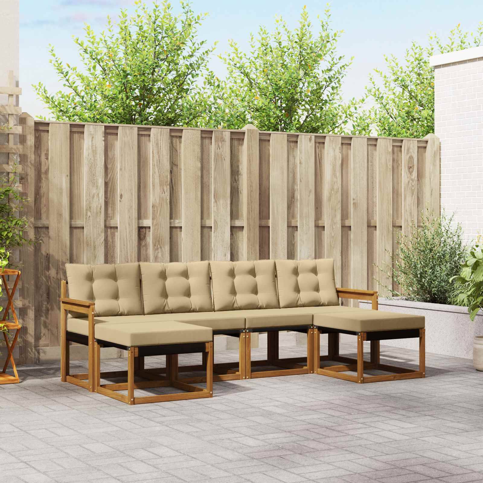 vidaXL Udendørs sofagruppe 6 stk. Naturlig og Beige