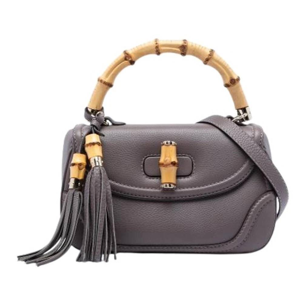 Gucci Vintage Pre-owned Bamboo Satchel - Vintage - Dame - Grå - ONE SIZE - Læder