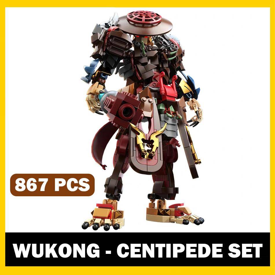 MOC Black Myth Wukong Legendariska Tusenfotingens Rustningsset Modell Byggklossar Apkungen Mecha Dräkter Klossar Leksaker Vuxna Barn Gåva