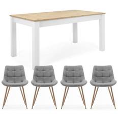 Table à manger extensible avec 4 chaises Blanc