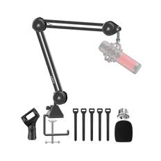 Boom Arm, Aveek Foldable Desktop Mic Boom Arm Fully Adjustable Scissor 360°Rotatable Microphone Arm
