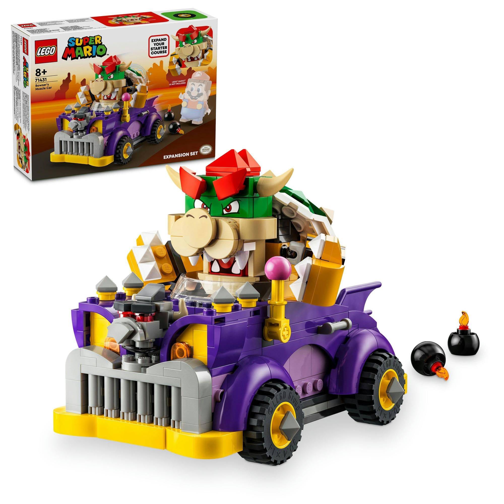 LEGO Super Mario Bowsers motorvägsbil Leksak, Födelsedagspresent, Byggklossar, för Pojkar och Flickor, Åldrarna 8, 9 och 10, Grundskoleelever, Mario Leksak, Spel,