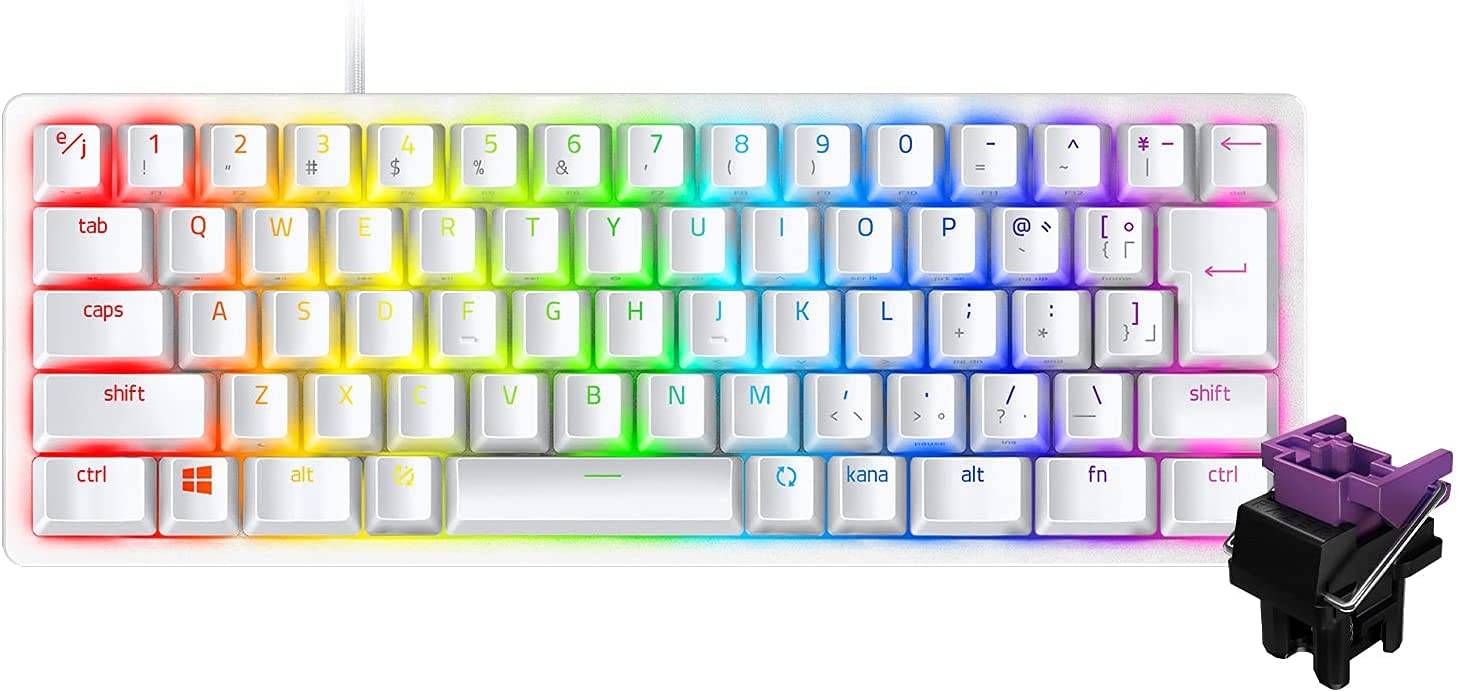 Razer Huntsman Mini JP Small Gaming Keyboard Clicky Optical Switch Japanese Layout Layout Mercury White White Optical Switch Ultra High Speed vit