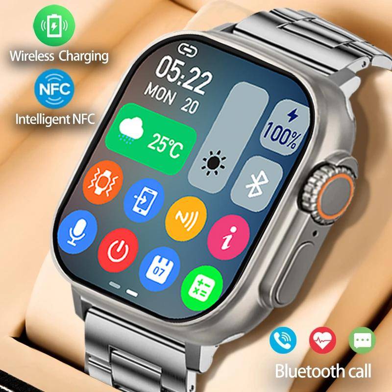 Ny Smart Watch Body Temperature Ultra Series 8 NFC Smartwatch Trådlös laddning Bluetooth Call Men orange