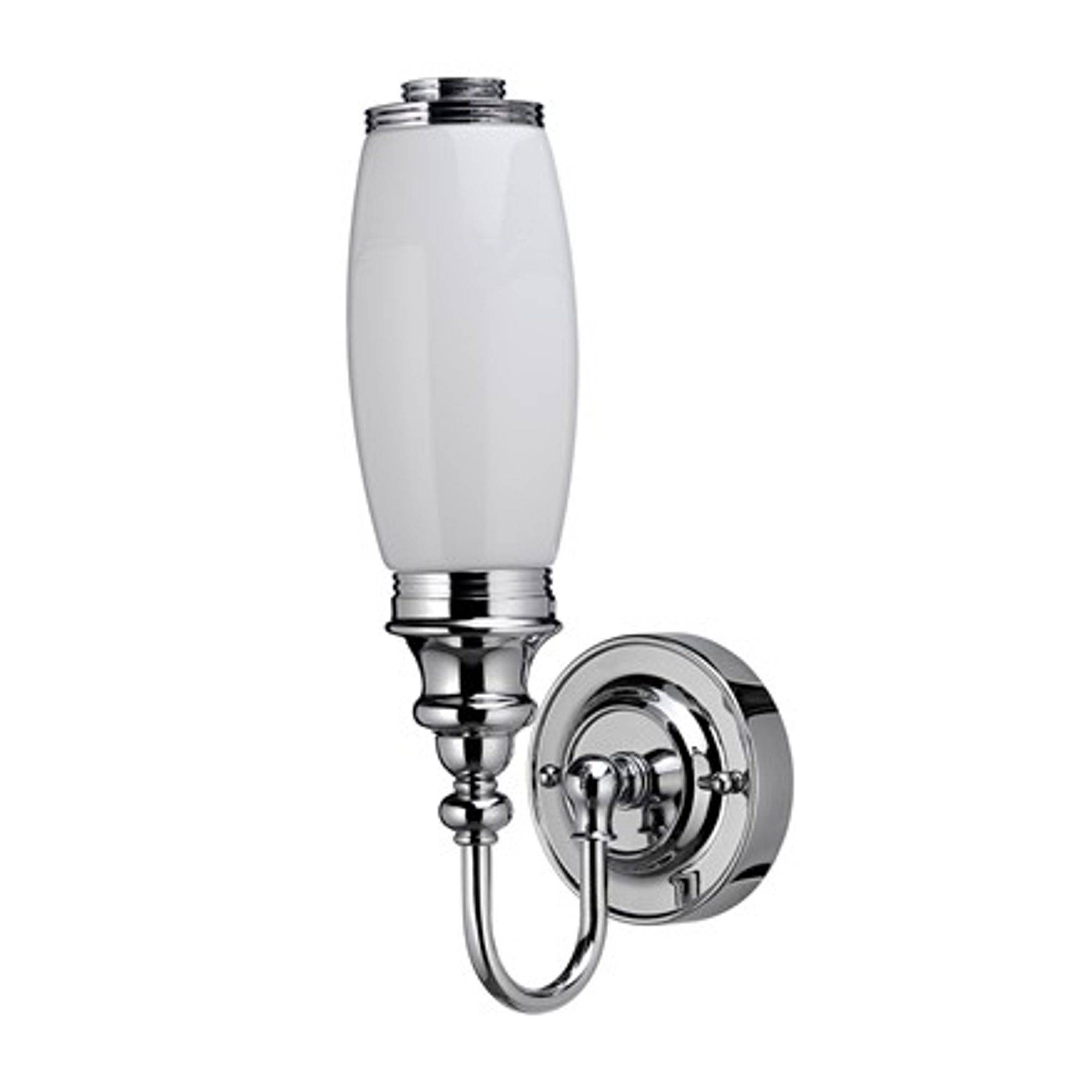 Burlington vägglampa med dekorativ bas & frostad cylindrisk glaskupa