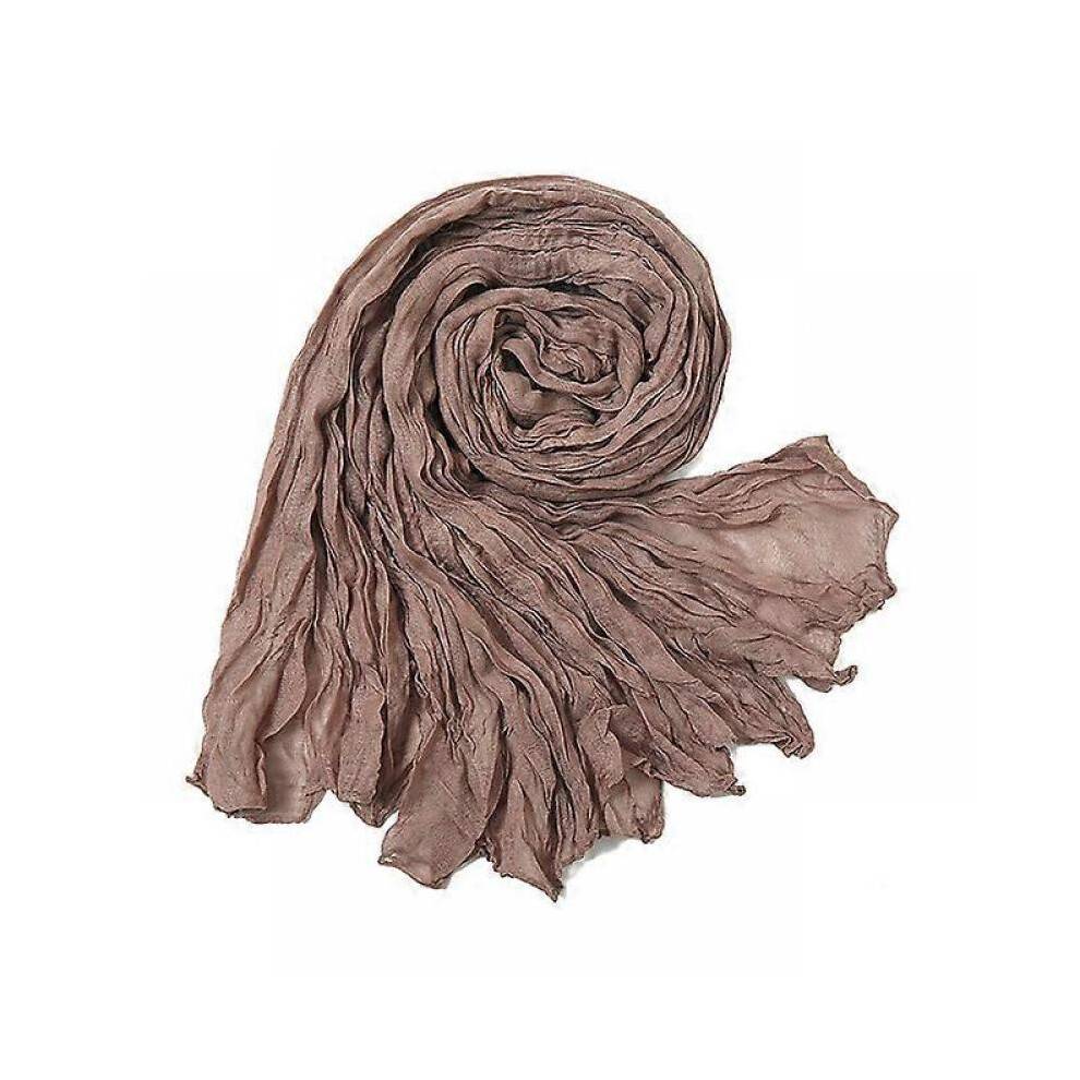 (Color 20) 2021 Wrinkle Bubble Cotton Scarf Muslim Crinkle Hijab Scarf Women Shawl Turban Wrap Headband Solid Color Pleated Scarves