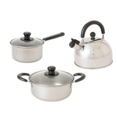 Maruyama Giken Set Regula Includes a 20cm a 16cm and a whistling compatible with induction and gas Made in 3-Piece (Tsubame-Sanjo RE-610) - saucepan,