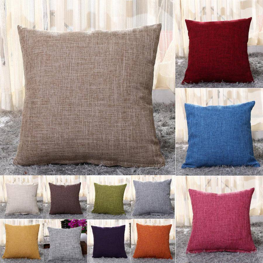 Kuddfodral Heminredning Salong Kuddfodral 50X50 Enfärgat Kuddfodral med Dragkedja Bomull Linne för Soffa Bil Stol 45x45 40X40