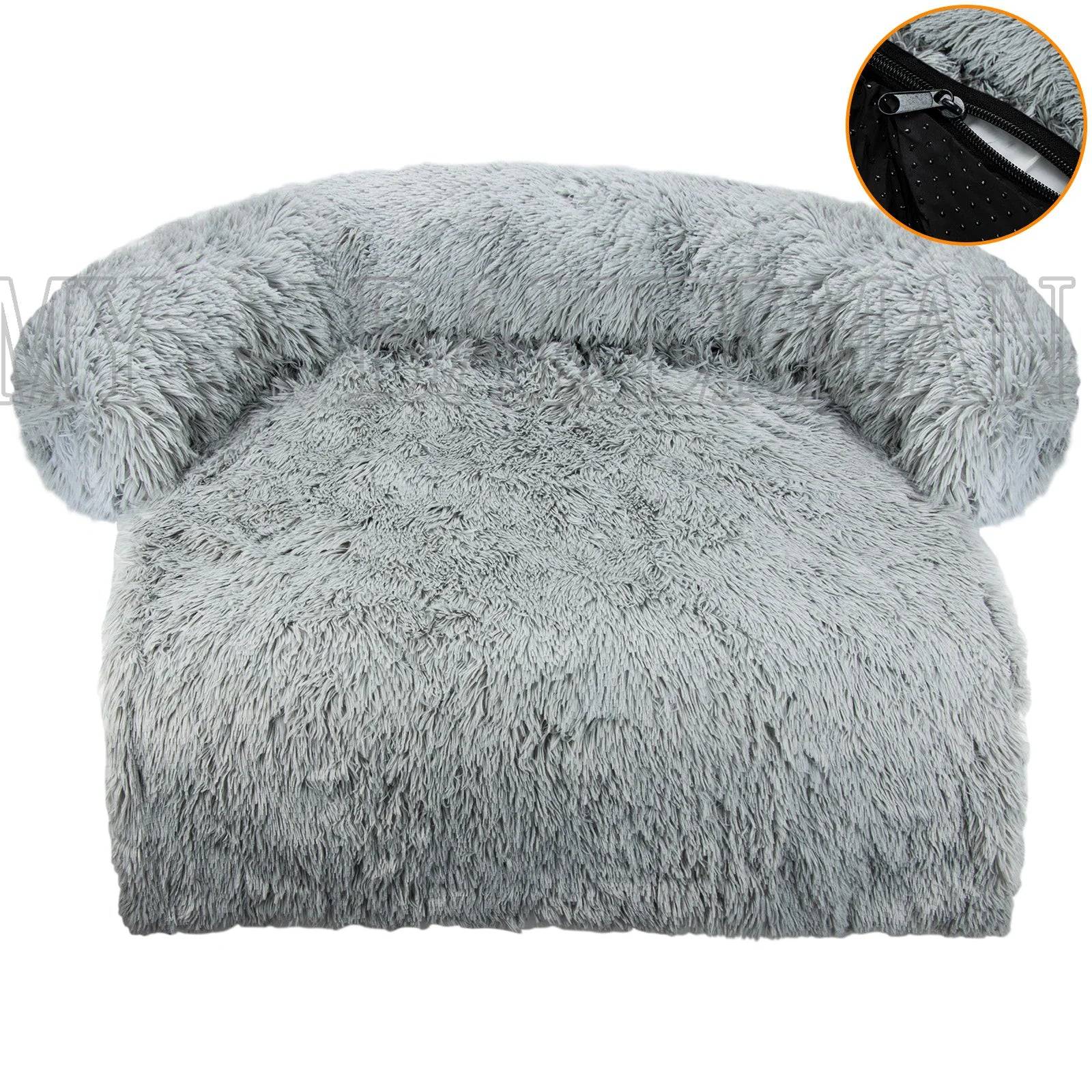 Warm Washable Sofa Bed for Dogs & Cats - Zipper light grey / S for 11IBS (S for 11IBS)