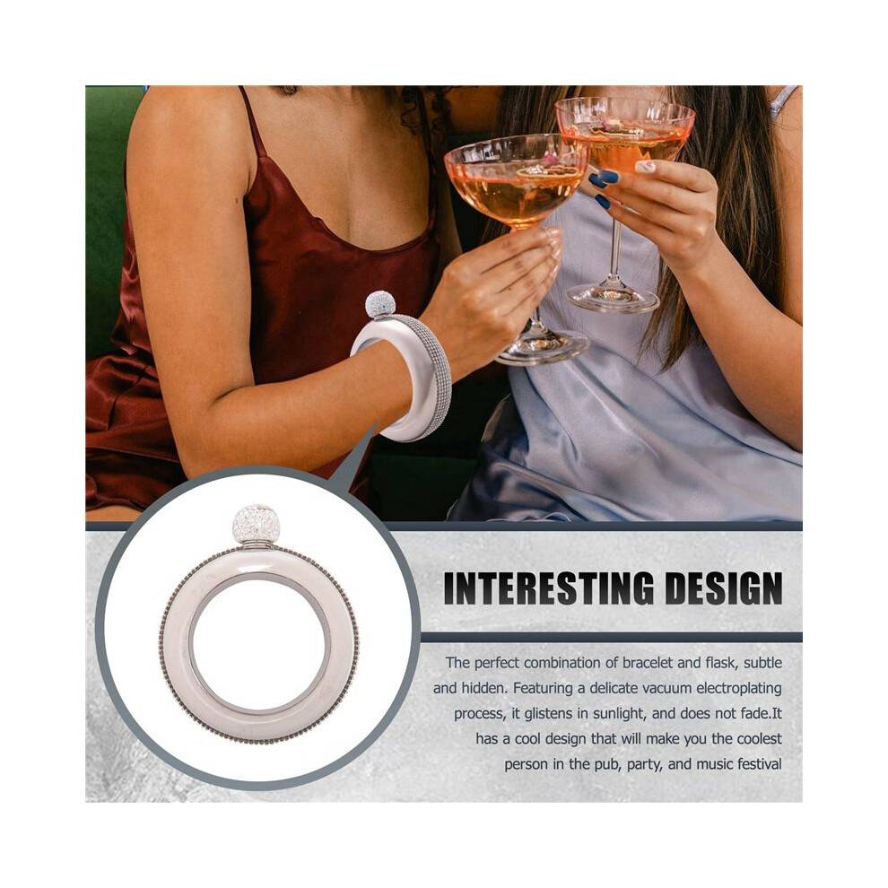 Stainless Steel Bracelet Flasks Portable Wine Whisky Hip Flask Flagon Drinking Bottle Kitchen Wine Container,Silver