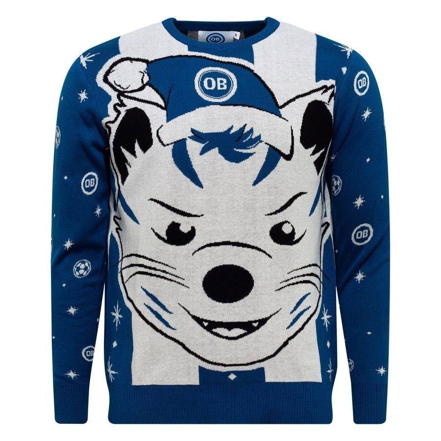 Odense Boldklub Julesweater 2025 - Blå Børn - OB.