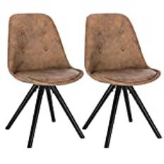 WOLTU 2 x matsalsstolar, matsalsstol, tygsits, designstol, köksstol, träram, antik läderlook mörkbrunt BH268dbr-2