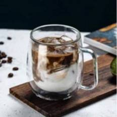 1 bit (250 ml/8 oz) kaffemugg i dubbelglas, stor isolerad espressomugg, klart glas med handtag, cappuccinomugg, latteglas, kaffetillbehör - Multifärgad (250 ml-1 st)