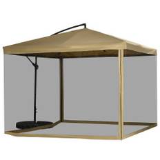 Cantilever paraply, 296 x 296 cm parasol med netsider, vipbar markedsparaply, paraplyvægt, haveparasol til terrasse, balkon