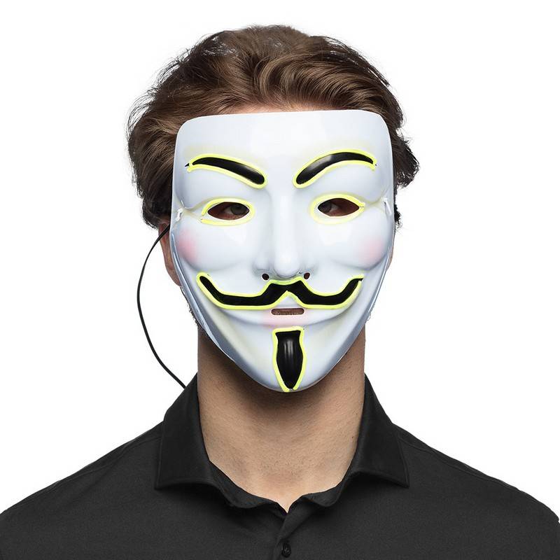 Anonymous LED Maske Hvid