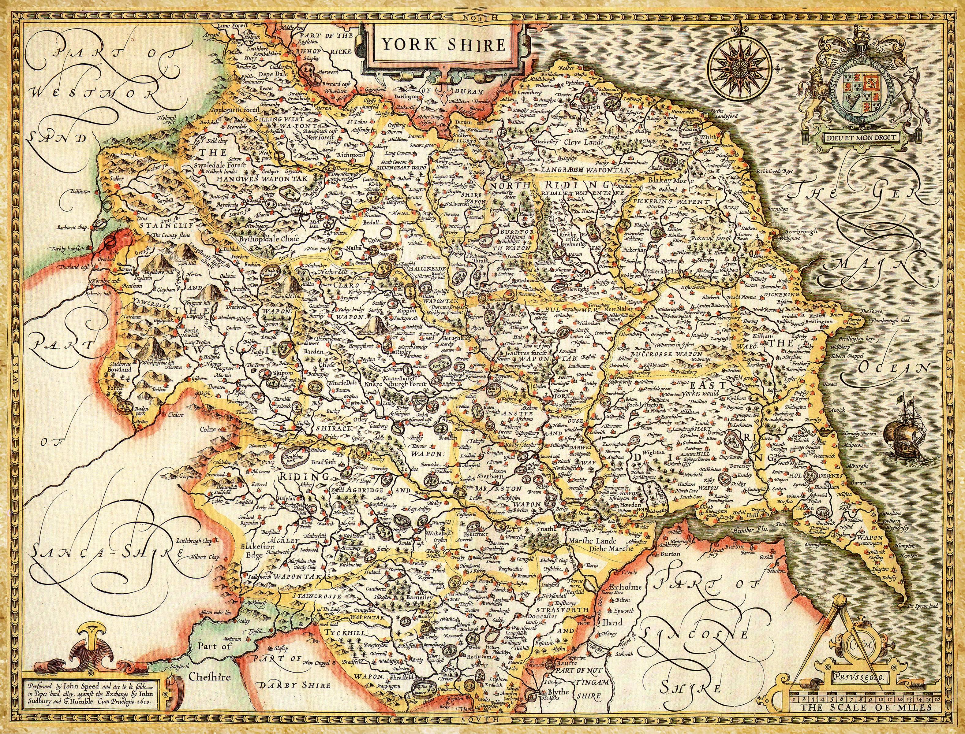 Yorkshire Historical Map 1000 Piece Jigsaw Puzzle (1610) - Default Title