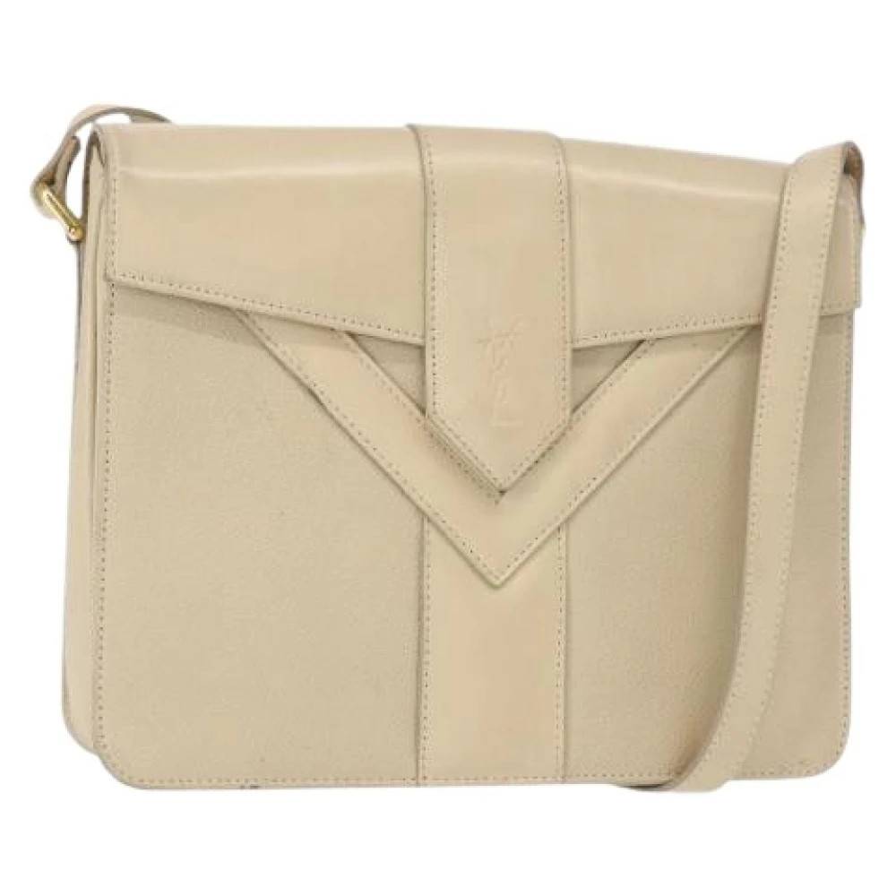 Saint Laurent Vintage Pre-owned Læder Skuldertaske - Vintage - Dame - Beige - ONE SIZE - Uld