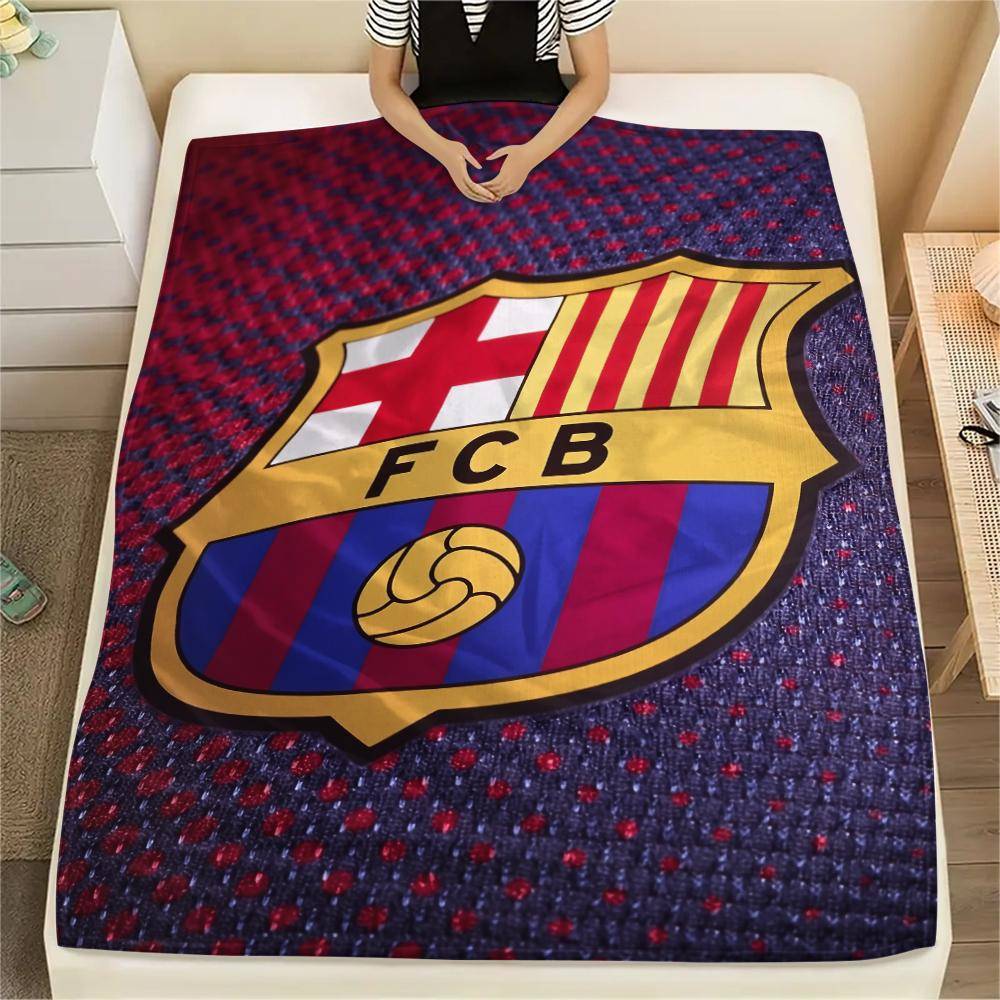 FC Barcelona laglogotyp, Mönster Flanellfilt, Hög kvalitet Bekväm för Alla Årstider, Heminredning, Värme och Komfort, Perfekt för Gåvor.