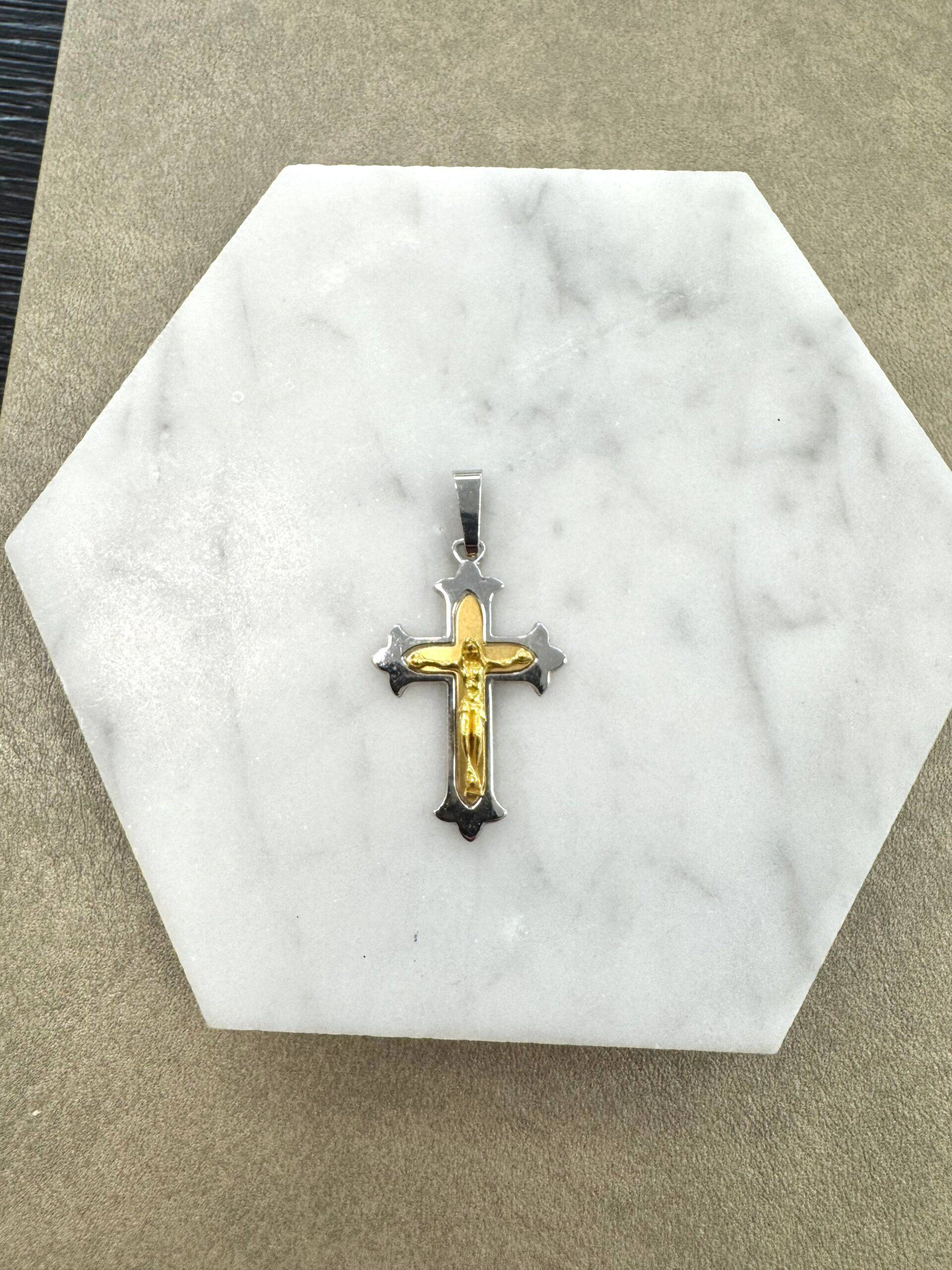 18K Guld x Vitguld Kors - KH029G