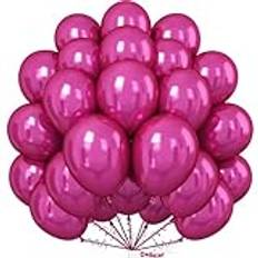 Dagelar Kromade heta rosa ballonger 50 st 25 cm dubbla lager metalliska magenta-ballonger, glänsande krom metalliska mörkrosa latex heliumballonger för Barbie-fest flickor kvinnor födelsedag bröllop